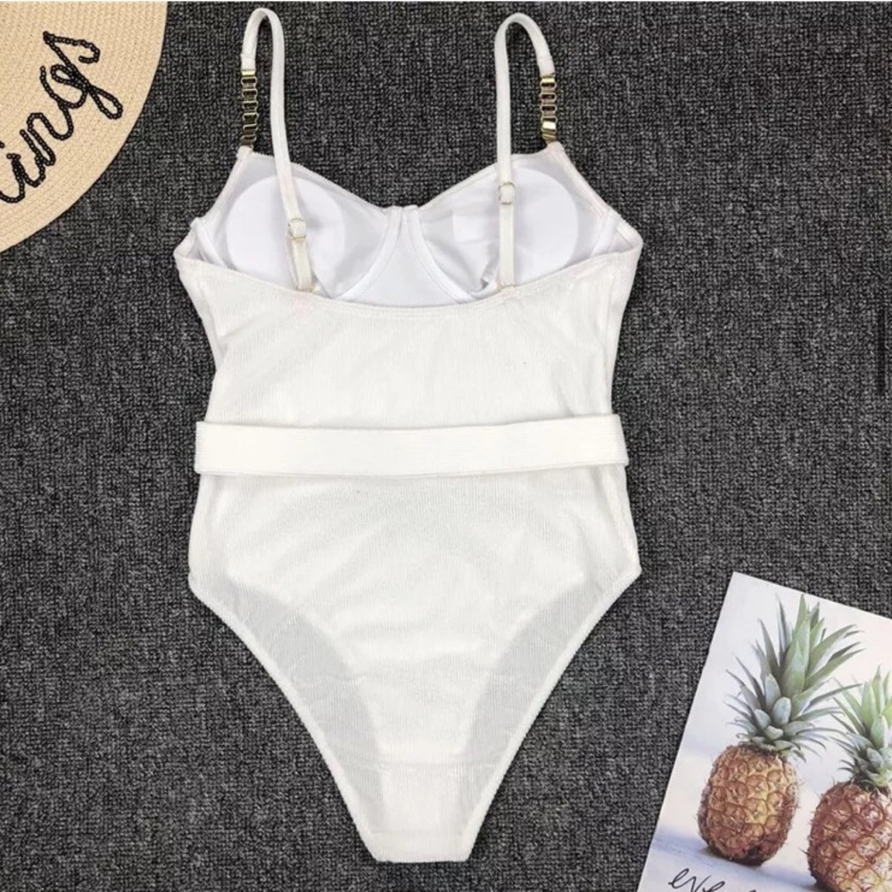 (Last 1) 👙Black women’s ribbed bikini one piece swimsuit with belt - Picture 7 of 9